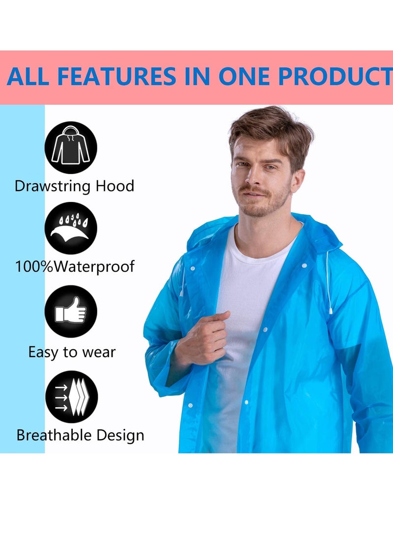 SYOSI Raincoat Rain Poncho for Adults, 1 Pack EVA Rain Poncho for Women and Men Reusable Raincoat Jacket Packable for Family FishingTravelEmergency with Hood and Elastic Sleeving - Image 2