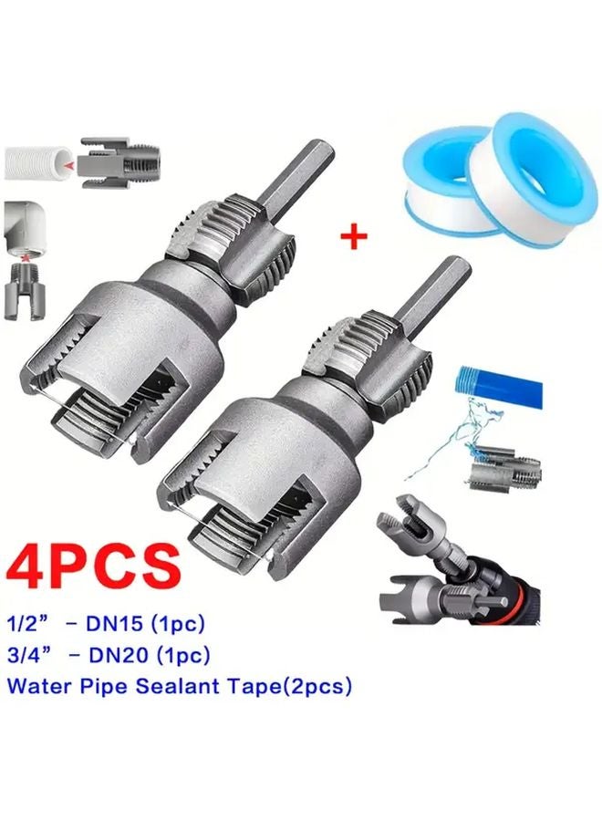 4pcs Set PPR Pipe Threader Tool With Sealant Tape DN15 DN20 Electric Drill Type - Image 1