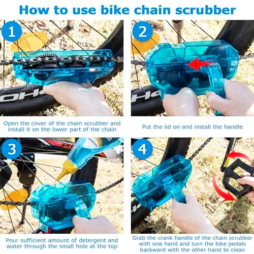 focopot Bike Cleaning Kit Including Bicycle Chain Cleaner Degreaser,Cycling Chain Lube,Cleaner Brush Tool,Scrubber,Suitable for Mountain/MTB,Ebike,Road Bike and Trail Bikes - Image 4