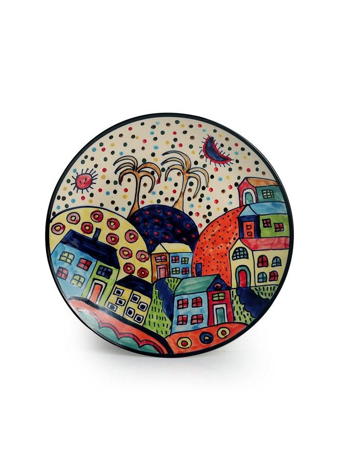 ExclusiveLane Hut Handpainted Ceramic Dinner Plates Dinnerware Serving Plate Thali Ceramic Plates For Dinner (2 Pieces Microwave & Dishwasher Safe) Multicolor Standard (El 005 466)  - Image 4