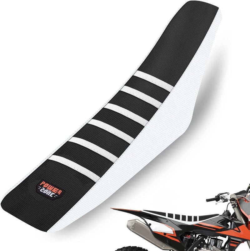 MCHMFG Universal Ribbed Dirt Bike Seat Cover - White-Black - Image 1