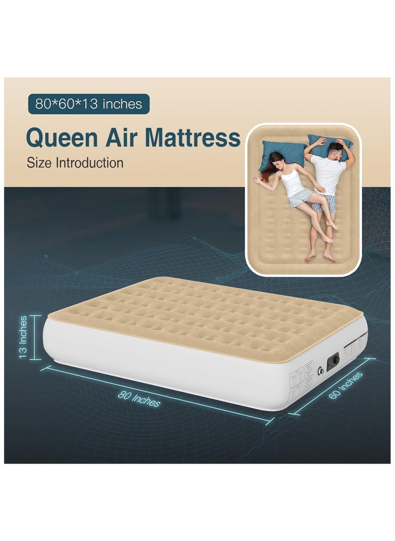 ELTRAZONE Air Mattress Queen with Built-in Pump – Inflatable Camping & Guest Mattress | Soft Flocked Top Blow-Up Bed | Durable, Foldable, and Comfortable | 80x60x18 Inches | Quick 1–3 Min Inflation - Image 4