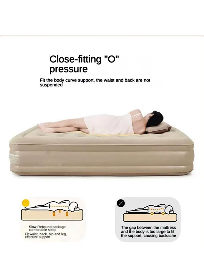 ELTRAZONE Air Mattress Queen with Built-in Pump – Inflatable Camping & Guest Mattress | Soft Flocked Top Blow-Up Bed | Durable, Foldable, and Comfortable | 80x60x18 Inches | Quick 1–3 Min Inflation - Image 2