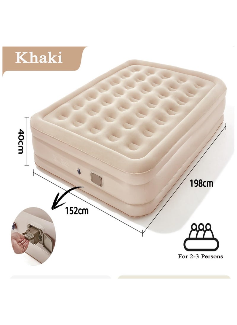 ELTRAZONE Air Mattress Queen with Built-in Pump – Inflatable Camping & Guest Mattress | Soft Flocked Top Blow-Up Bed | Durable, Foldable, and Comfortable | 80x60x18 Inches | Quick 1–3 Min Inflation - Image 3