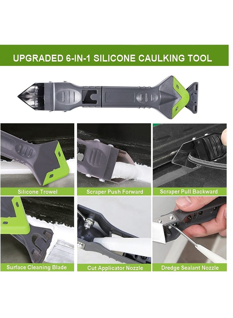 Excefore Silicone Caulking Tool, Caulk Grout Remover Scraper Tool (Stainless Steelhead) with 4 Pcs Glass Glue Angle Scraper, 5-in-1 Caulking Finishing Tool for Bathroom Window Sink Joint Frames Seal  - Image 4