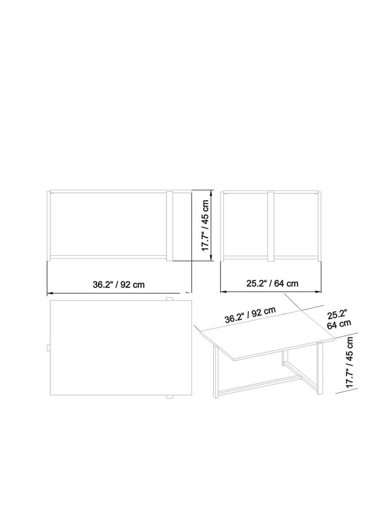 Home Gallery Home gallery Metal Manufactured Wood Coffee Table 45X92X64  - Image 3
