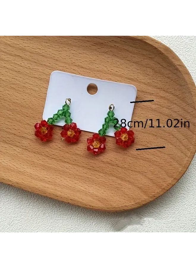 Orange Hand Woven Transparent Leaf Flower Beads DIY Jewelry Making Supplies - Image 4
