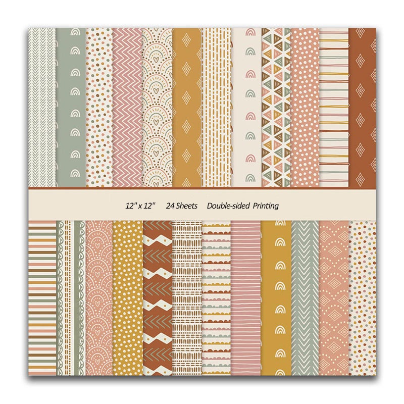 MIATTCLD 12x12 Scrapbook Paper Pads 24 Sheets Double-Sided Decorative Craft Paper, MIATTCLD Vintage Cardstock Papers Colored Patterned Papers Pack - Image 1