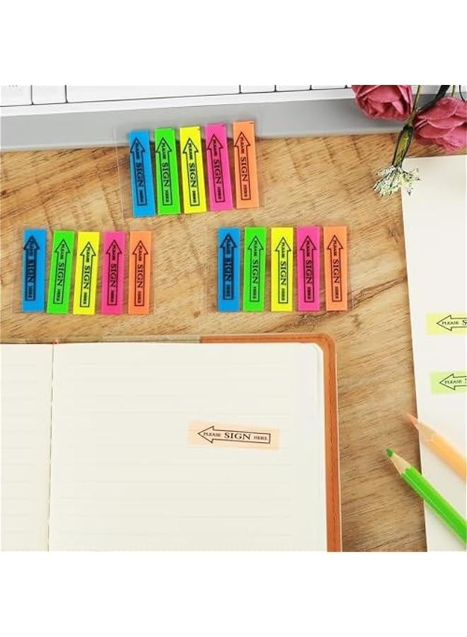 Generic Sign Here Tabs, 1000 PCS/10 Pack Please Sign Here Flags Sign Here Label Stickers Message Sign Date 5 Colors Arrow Tabs Easy to Post for Notary Books Paper Office School  - Image 2