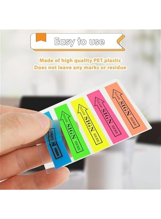 Generic Sign Here Tabs, 1000 PCS/10 Pack Please Sign Here Flags Sign Here Label Stickers Message Sign Date 5 Colors Arrow Tabs Easy to Post for Notary Books Paper Office School  - Image 4
