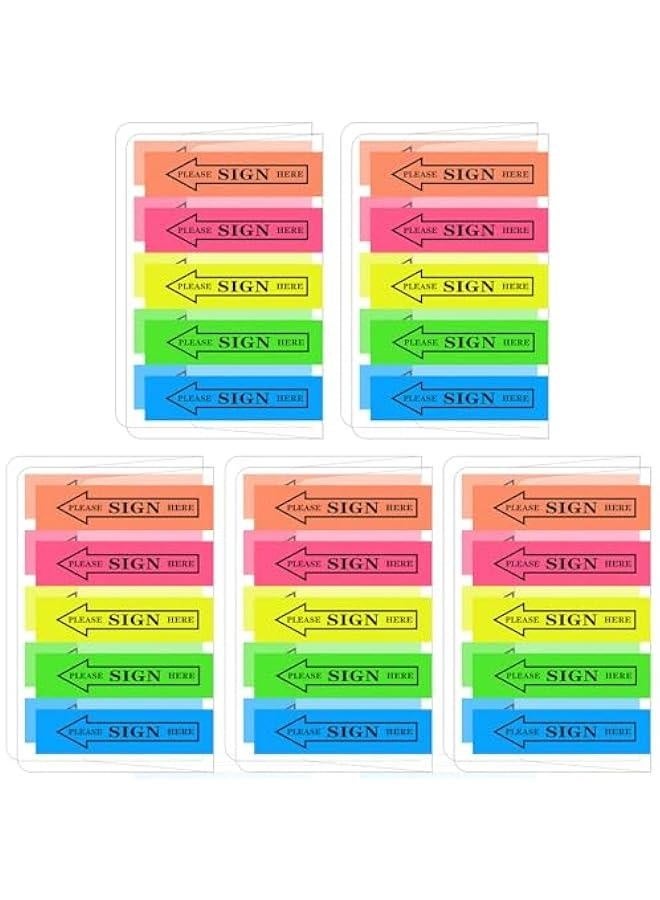 Generic Sign Here Tabs, 1000 PCS/10 Pack Please Sign Here Flags Sign Here Label Stickers Message Sign Date 5 Colors Arrow Tabs Easy to Post for Notary Books Paper Office School  - Image 1