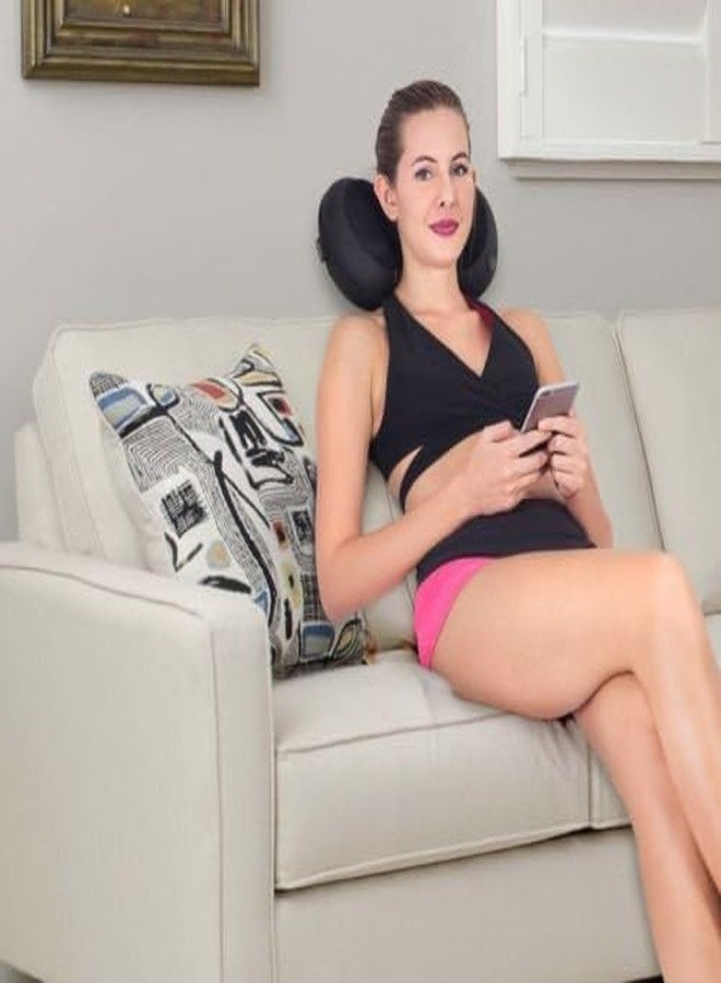 إسكدنيا وسادة مساج شياتسو للرقبة والظهر - جهاز مساج شياتسو مع كرات مدفأة وجهاز مساج للسيارة (أسود) - Image 4