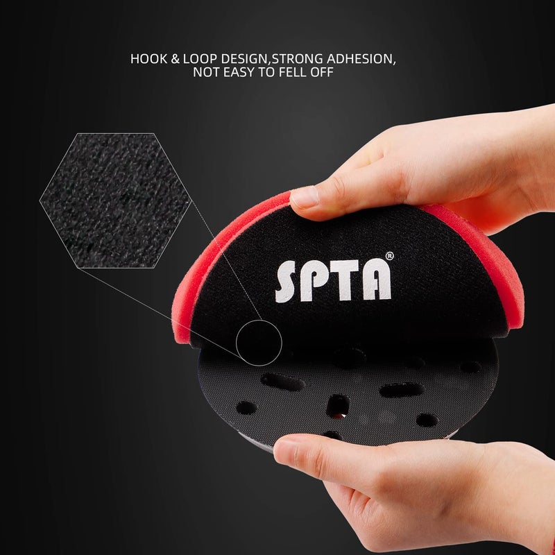 SPTA Red T10 Ultra-Fine Finishing Polishing Pad, 3Pcs 6.5 Inch Face for 6 Inch 150mm Backing Plate Compound Buffing Sponge Pads for Car Buffer Polisher Compounding, Polishing and Waxing -X00224R6B3 - Image 5