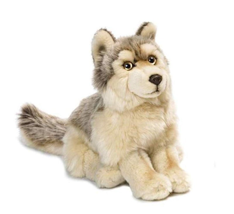 TAMMYFLYFLY Little Silver Grey Wolf Lifelike Plush Beanbag Stuffed Animal Toy - Image 1
