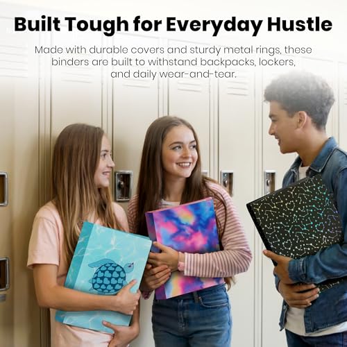 Yoobi 3 Ring Binders - 1 Inch Binder with Round D Rings and 2 Pockets, Durable, PVC-Free Organizer with 220 Sheets Capacity, 4- Pack Colored Binders with Plastic Cover for Office Supplies - Image 5