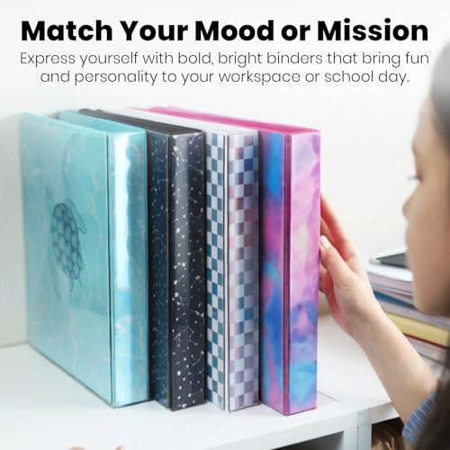Yoobi 3 Ring Binders - 1 Inch Binder with Round D Rings and 2 Pockets, Durable, PVC-Free Organizer with 220 Sheets Capacity, 4- Pack Colored Binders with Plastic Cover for Office Supplies - Image 2