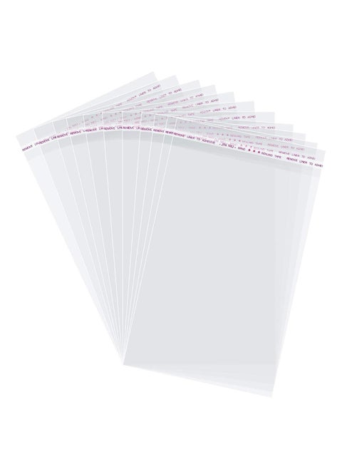Alba Plastic Clear Self Adhesive Cellophane Bags 100Pcs Resealable Poly Bags for Gifts, Cookies, and other Products Packaging (10x17 CM)