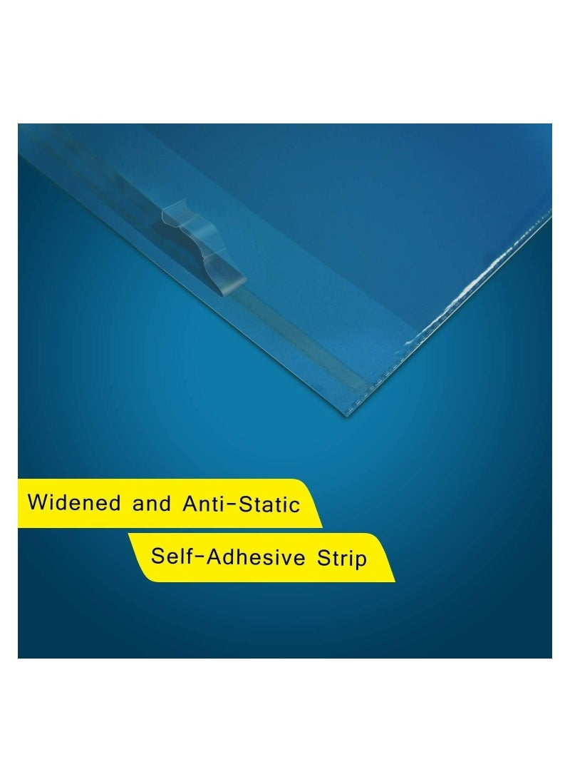 Alba Plastic Clear Self Adhesive Cellophane Bags 100Pcs Resealable Poly Bags for Gifts, Cookies, and other Products Packaging (10x17 CM)