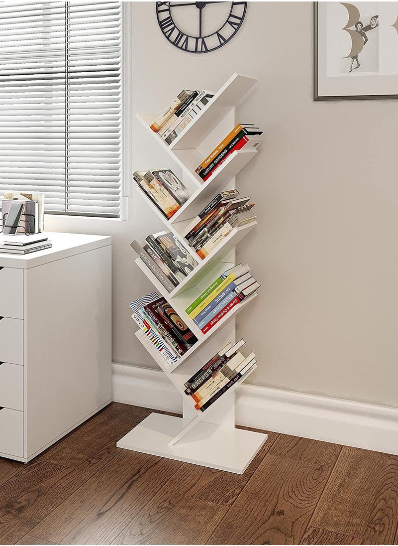 جاد وودز رف- جاد وودز -كتب 8 طبقات بتصميم شجرة مع حامل خشب أبيض  - Image 3