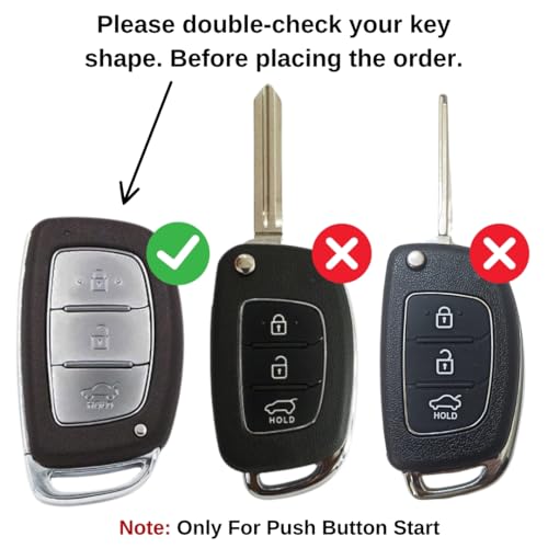 KEYCEPT Tristar Key Cover for Hyundai Grand i10 NIOS Asta| Venue| i20| Aura| Creta| Exter| i20 Elite| Verna 4s| i20 Active| Venue Sx| Elantra 3 Button Smart Key with Keychain. (Type 1, Black) - Image 2