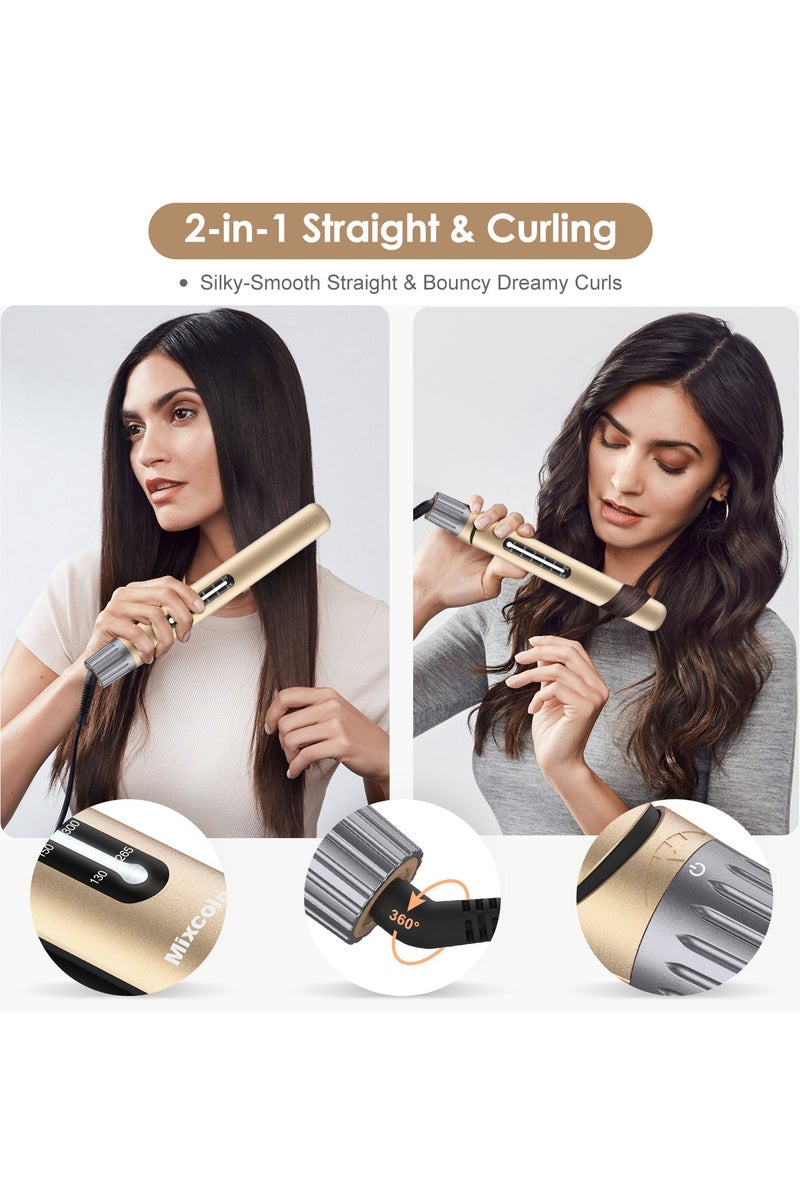 2-in-1 Hair Straightener and Curler with Dual Temperature Display, Fast Heating, Ceramic Plate, Anti-Frizz Design, Suitable for All Hair Types - Image 2