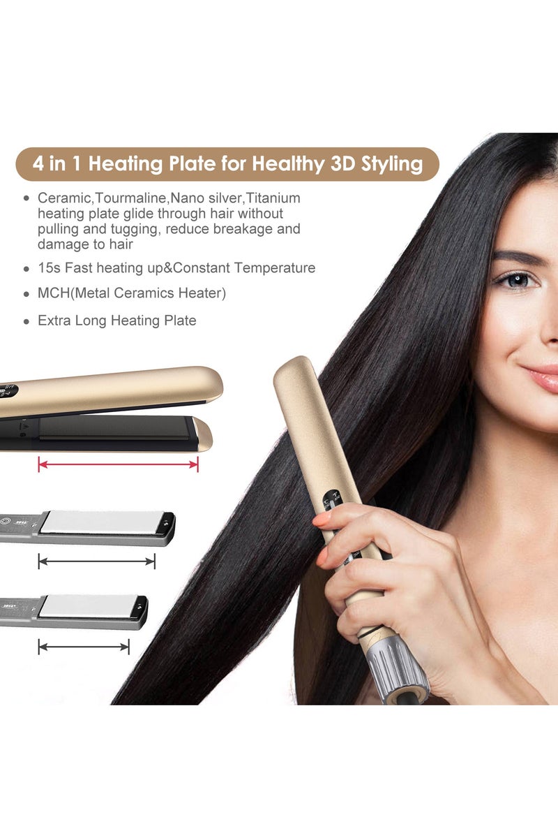 2-in-1 Hair Straightener and Curler with Dual Temperature Display, Fast Heating, Ceramic Plate, Anti-Frizz Design, Suitable for All Hair Types - Image 3