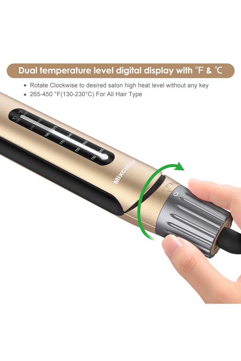 2-in-1 Hair Straightener and Curler with Dual Temperature Display, Fast Heating, Ceramic Plate, Anti-Frizz Design, Suitable for All Hair Types - Image 4