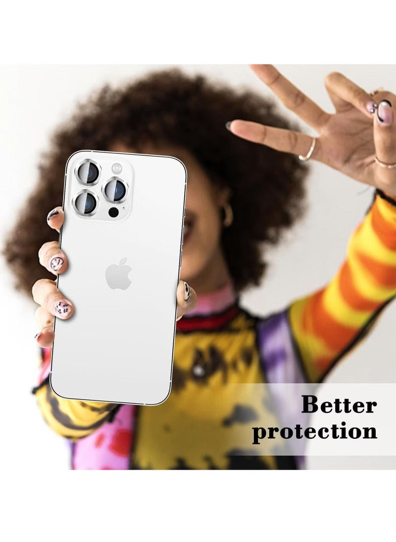 Raxoom Camera Lens Protector for iPhone 16 Pro/iPhone 16 Pro Max â€“ Tempered Glass Camera Cover with Automatic Alignment Metal Rings, HD Anti-Scratch Protection â€“ Silver - Image 5