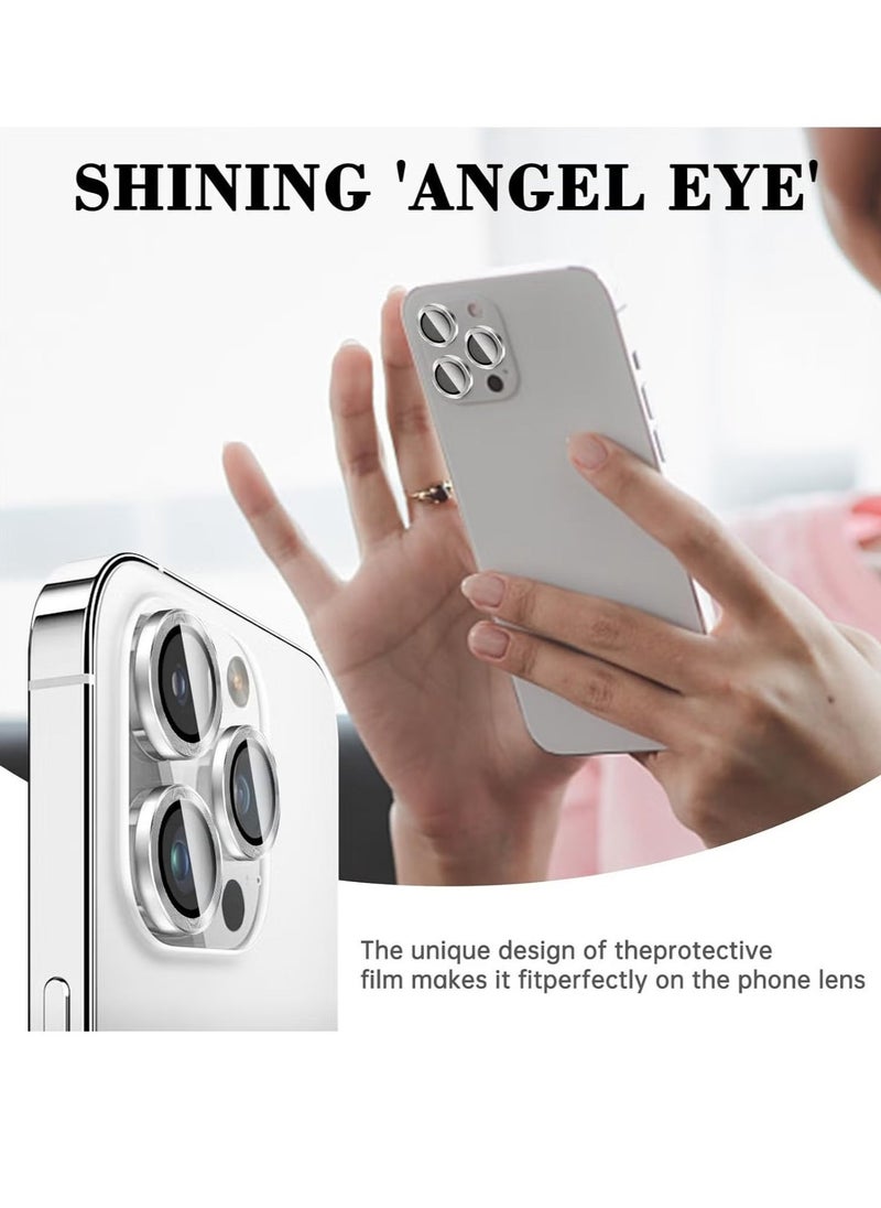 Raxoom Camera Lens Protector for iPhone 16 Pro/iPhone 16 Pro Max â€“ Tempered Glass Camera Cover with Automatic Alignment Metal Rings, HD Anti-Scratch Protection â€“ Silver - Image 3