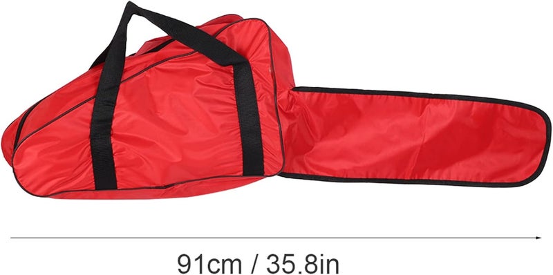 TOPINCN Chainsaw Carrying Bag Oxford Fabric Portable Chain Saw Storage Case with Handle and Long Zipper for 12/14/16 Inch Chainsaws, Red - Image 4