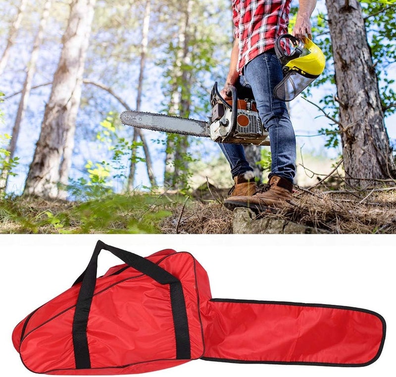 TOPINCN Chainsaw Carrying Bag Oxford Fabric Portable Chain Saw Storage Case with Handle and Long Zipper for 12/14/16 Inch Chainsaws, Red - Image 2