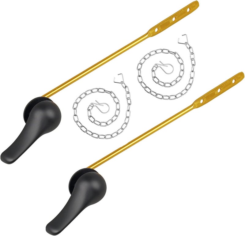TJWODO Toilet Handle Replacement Kit, 2-Pack Toilet Lever Flush Handle, Toilet Flusher Handle Lever with Stainless Steel Flapper Chain, Front Mount Toilet Trip Levers Fit for Most Toilet Tanks, Matte Black - Image 1