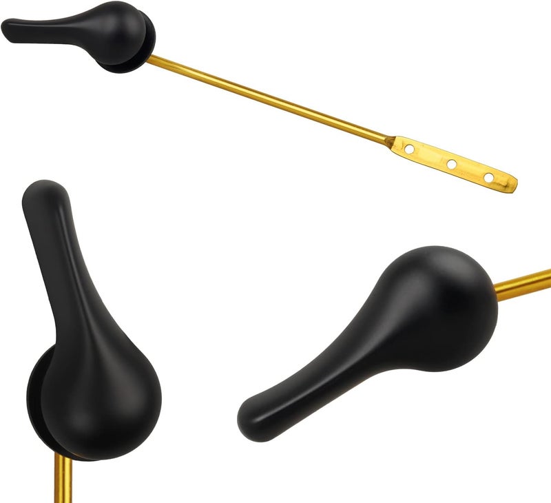 TJWODO Toilet Handle Replacement Kit, 2-Pack Toilet Lever Flush Handle, Toilet Flusher Handle Lever with Stainless Steel Flapper Chain, Front Mount Toilet Trip Levers Fit for Most Toilet Tanks, Matte Black - Image 2