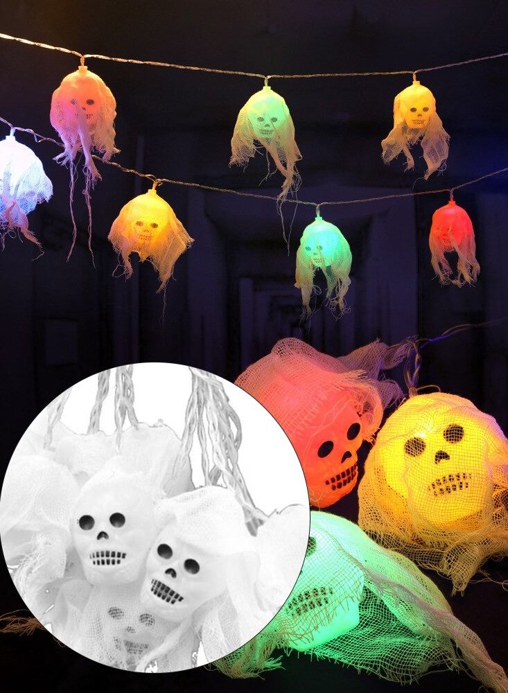 Salla Halloween Ghost Skull LED String Lights Multi-Colour 165cm - Image 4