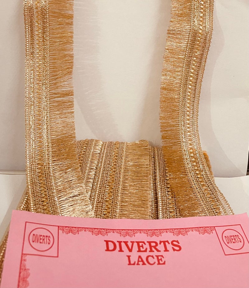 DIVERTS 4.5 CM Width Fringe/Latkan/Kiran Patti Lace for Saree Border, Dress Designing, Blouse, Kurti, Dupatta, Embroidery, DIY & Craft (Rose Gold, 18M/Roll) - Image 4