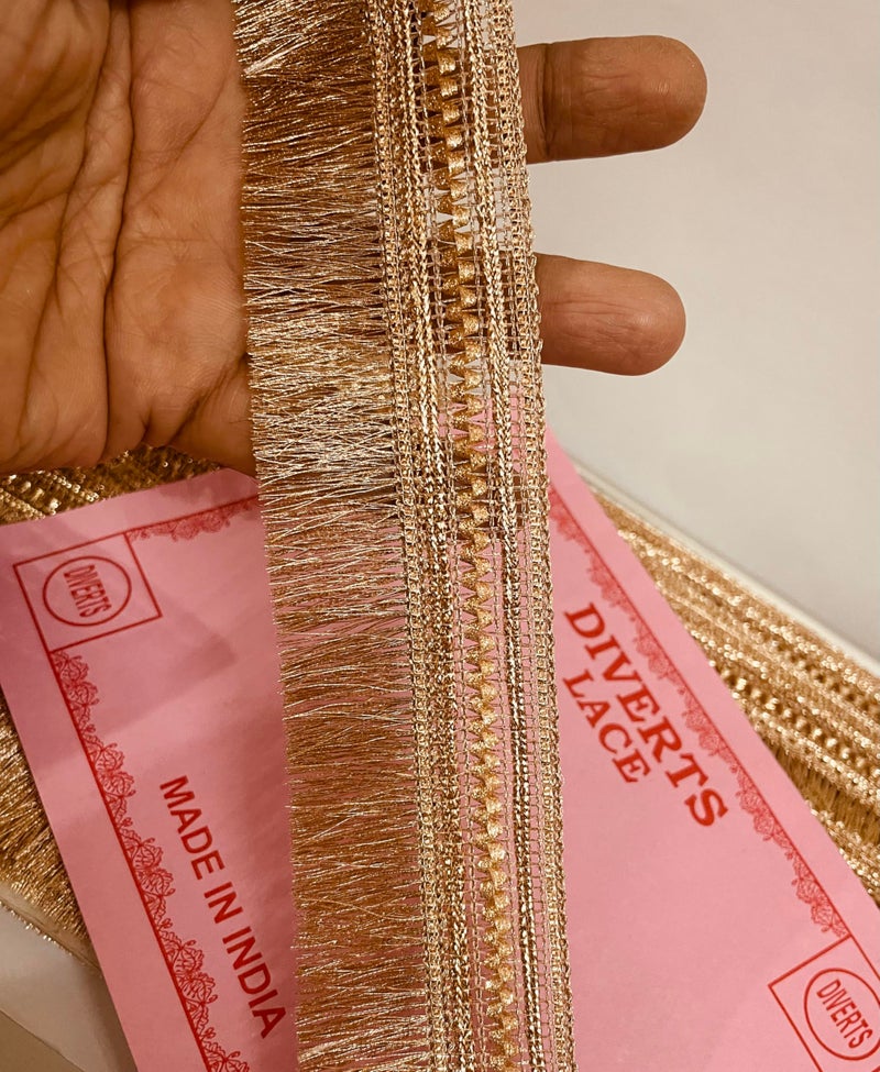 DIVERTS 4.5 CM Width Fringe/Latkan/Kiran Patti Lace for Saree Border, Dress Designing, Blouse, Kurti, Dupatta, Embroidery, DIY & Craft (Rose Gold, 18M/Roll) - Image 2