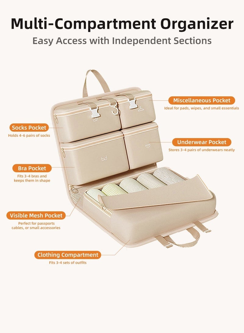 Travel Hanging Organizer Bag with Multi-Compartment Storage, Foldable Clothing & Underwear Organizer Case, Splash-Resistant Large Capacity Suitcase Organizer with Hooks for Easy Packing - Image 1