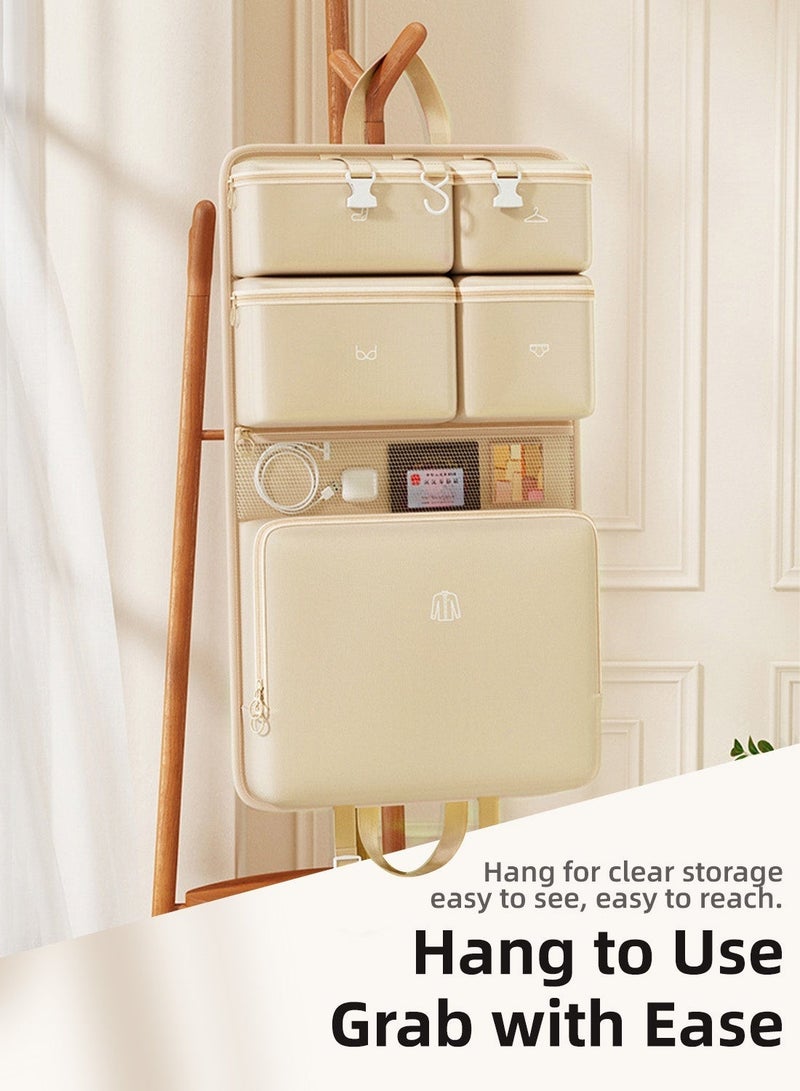 Travel Hanging Organizer Bag with Multi-Compartment Storage, Foldable Clothing & Underwear Organizer Case, Splash-Resistant Large Capacity Suitcase Organizer with Hooks for Easy Packing - Image 3