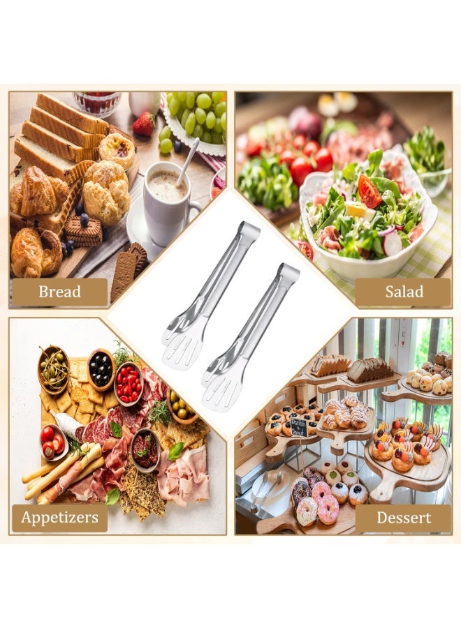 6PCS 7 Inch Stainless Steel Serving Tongs, Small Buffet Food Tongs, Kitchen Utensils for Cooking, Salad, BBQ, Toast and Steak Serving - Image 5