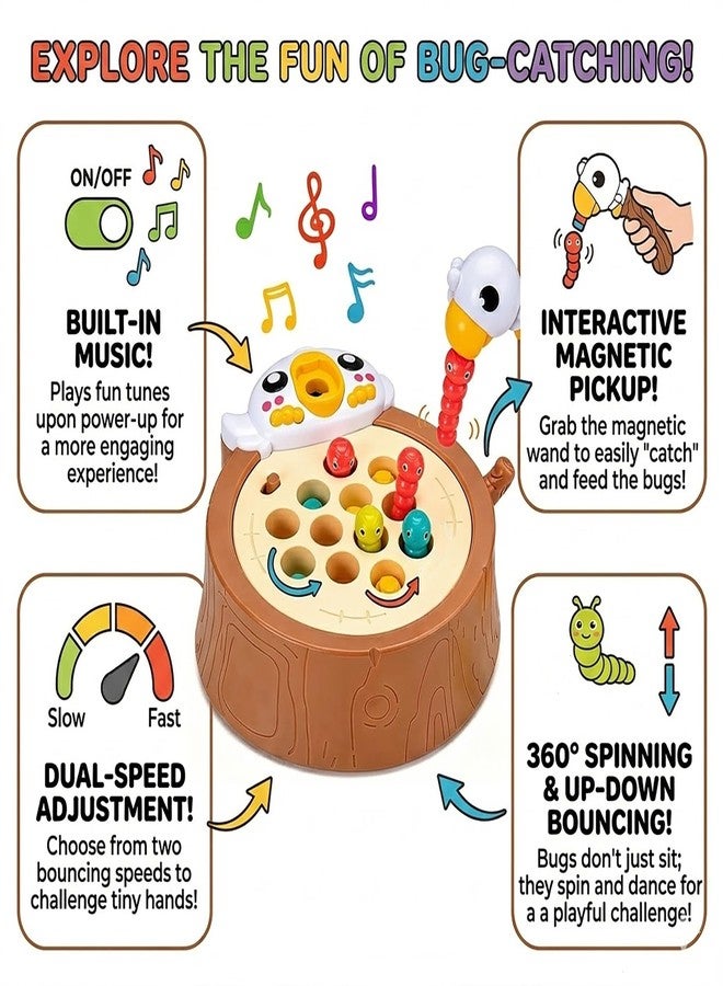 MOKIDOLL Montessori Fine Motor Skills Toddler Toy Woodpecker Worm Toy Toddler Toys Age 2-4 Year Old Girl and Boy Magnetic Bird Feeding Game Gift Idea for Boys Girls Age 2-4 - Image 2