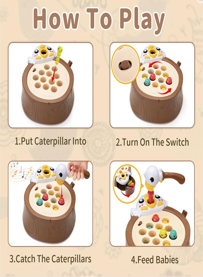 MOKIDOLL Montessori Fine Motor Skills Toddler Toy Woodpecker Worm Toy Toddler Toys Age 2-4 Year Old Girl and Boy Magnetic Bird Feeding Game Gift Idea for Boys Girls Age 2-4 - Image 4