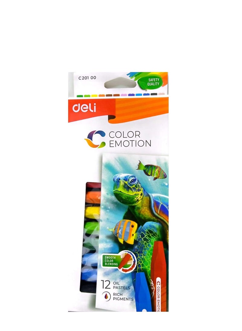 Deli طقم ألوان زيتية قابلة للغسل مكون من 12 قطعة بألوان متعددة لرسومات الأطفال الصغار، برميل سداسي غير سام