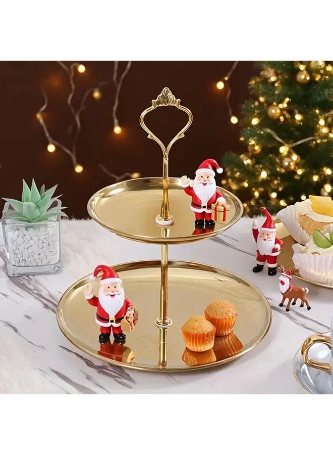 Silver Double Layer Dessert Plate Cupcake Rack Perfume Organizer Display Stand Decorative Buffet Tray For Wedding Birthday Party Supplies - Image 2