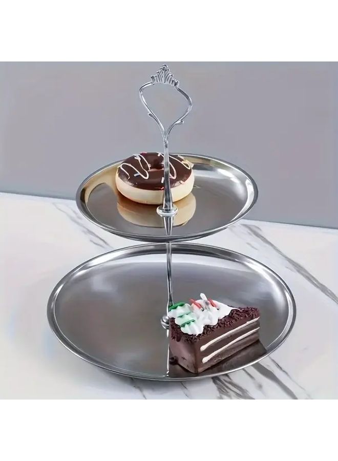 Silver Double Layer Dessert Plate Cupcake Rack Perfume Organizer Display Stand Decorative Buffet Tray For Wedding Birthday Party Supplies - Image 5