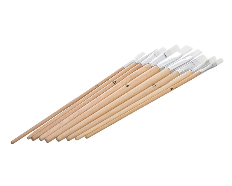 WK Model A0427F Flat Brush Set - 9 Pieces Sizes 2-16, Synthetic Bristles for Acrylic and Watercolor Painting, Durable Handles - Assorted - Image 2