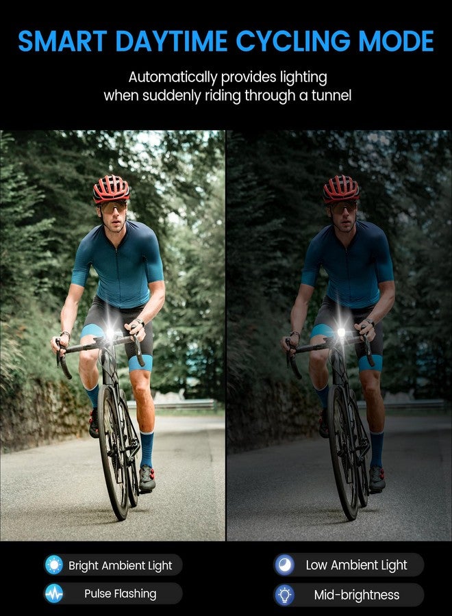 RAVEMEN K1400 Bike Headlight, 1400 Lumen Bike Front Light with Auto ON/Off and Sensor for High/Low Ambient Light IPX7 Waterproof USB C for Day Night Riding, 2 Mounting Options - Image 3