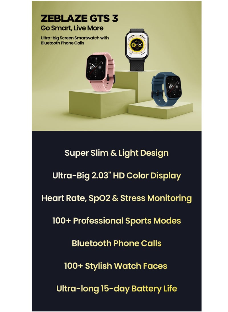 Zeblaze - GTS 3 Smart Watch Full Touch Bluetooth Call 280mAh 2.03 Inch HD Screen, Blood/Oxygen/Heart Rate Monitoring Fitness Smart Watch for Android IOS - Image 1
