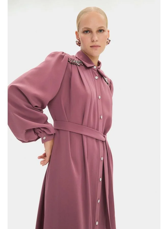 JUNE Belted Midi Dress