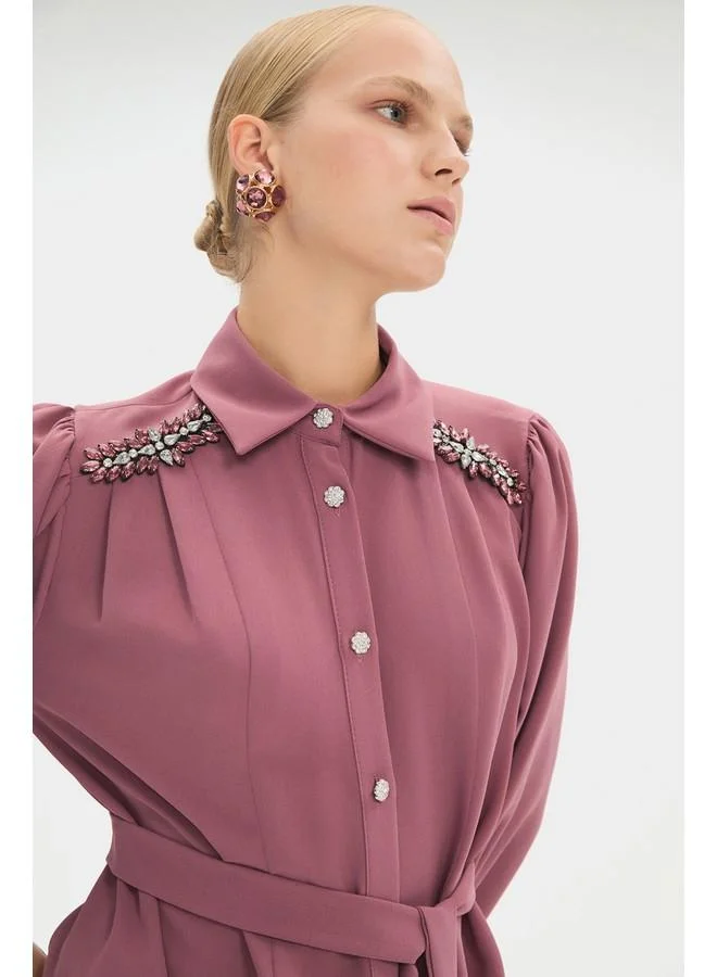 JUNE Belted Midi Dress