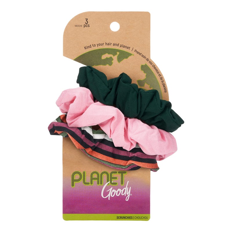 Goody Planet Goody Ouchless Hair Scrunchie  3 Count Assorted Camilla Stripe  Hair Accessories for Women and Girls